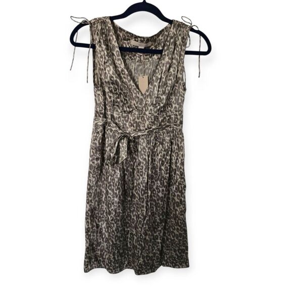 NWT Banana Republic Heritage Size 4 Silk Blend Dress Brown Leopard Animal Print - Picture 1 of 3